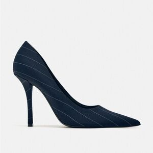 Zara Navy Pinstrip Heel